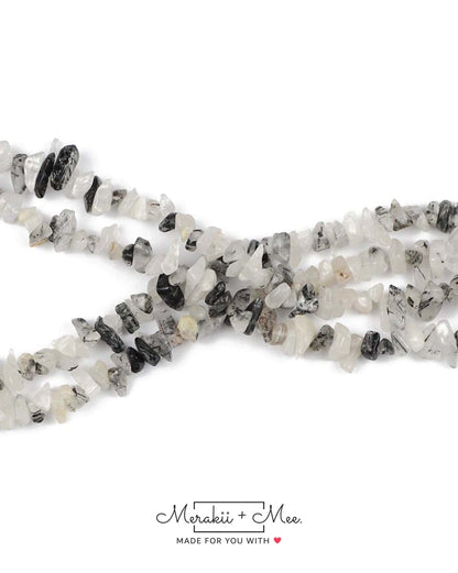 Black Rutilated Quartz chip bracelet
