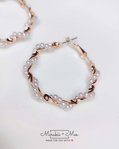 Twisted Pearls Hoop Earrings
