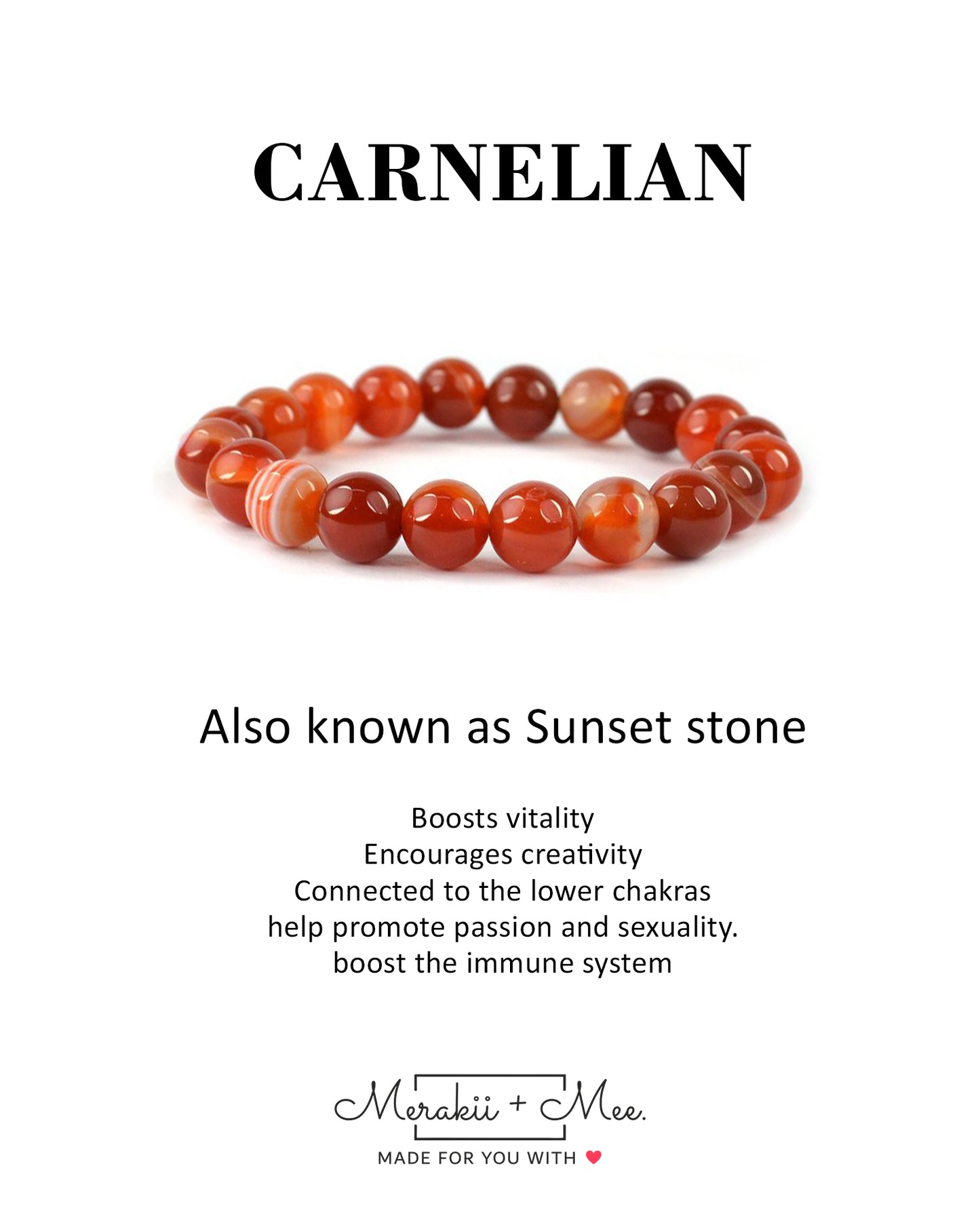Carnelian Crystal Bracelet for Stability