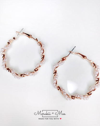 Twisted Pearls Hoop Earrings