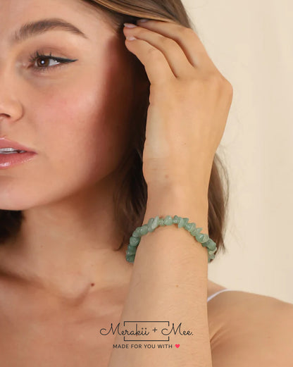 Green Aventurine Natural Stone Chip Bracelet