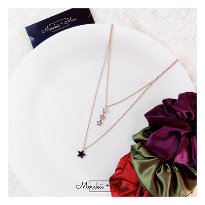 2 Layer Black Star Necklace